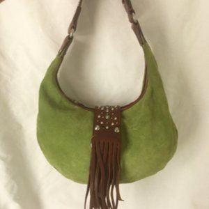 Cole Haan vintage green G series suede purse with jewel embellishments